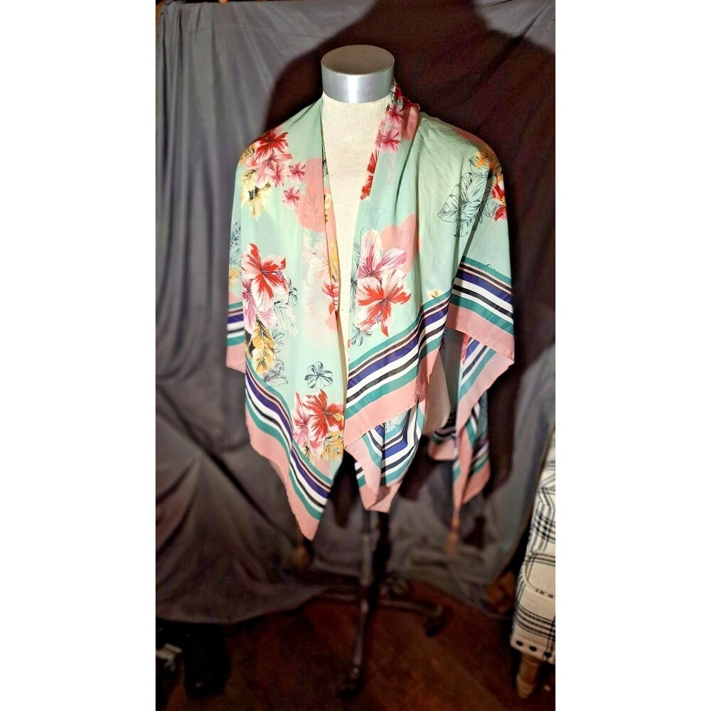 Express Womens Open Front Cardigan Top One Size Green Floral