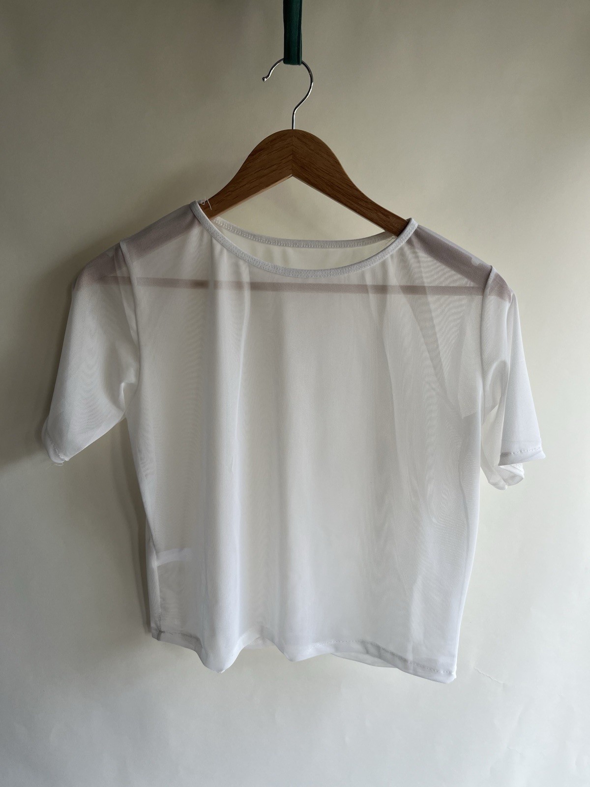 Sheer Mesh Blouse Top White See Through Lingerie Cropped No Size Tag Med? Lg?