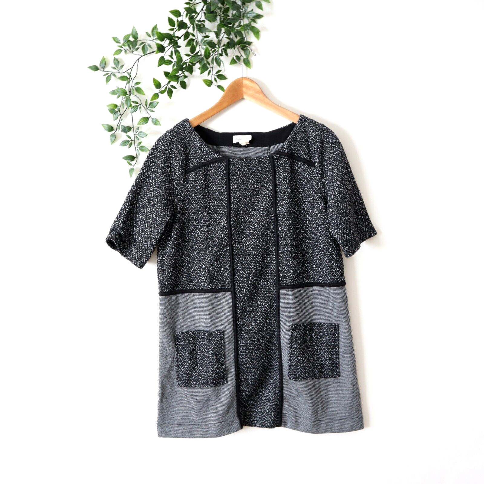 Meadow Rue Anthropologie Black & White Short Sleeve Tunic S Small