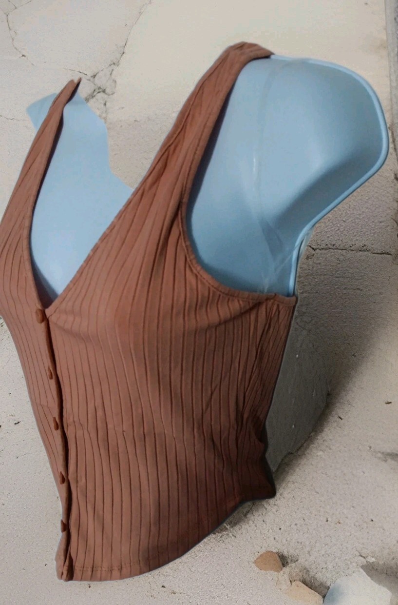 Hearts @ Hips Women’s Button Front Dust Rose Tank Sz S NWT