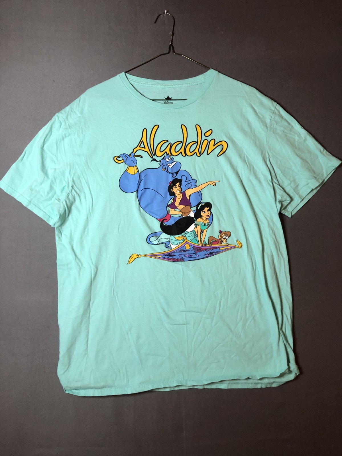 Disney T-shirt Aladdin Genie Jasmine Teal XL flying carpet