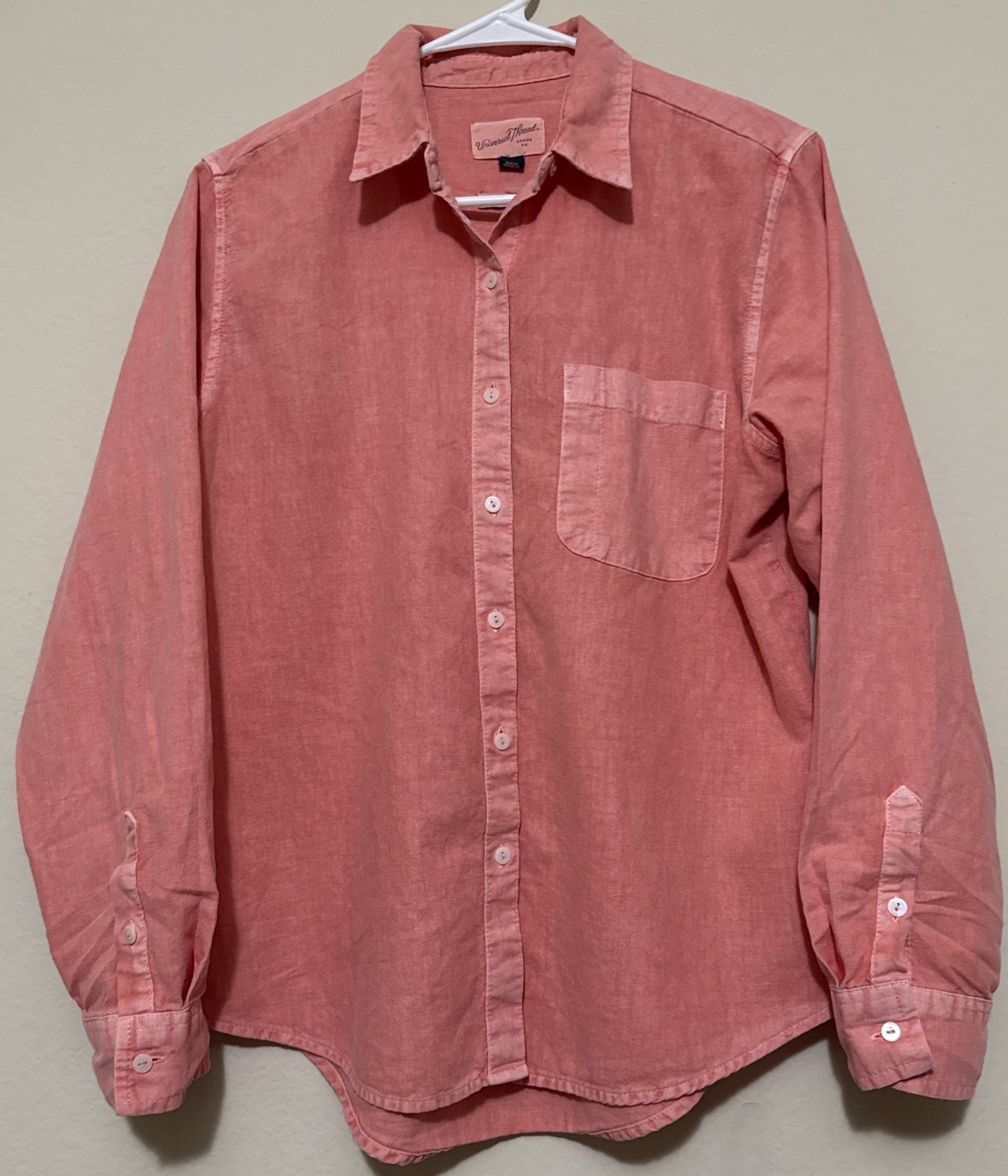 Universal Thread Gauze cotton Linen shirt Pink salmon color Size S