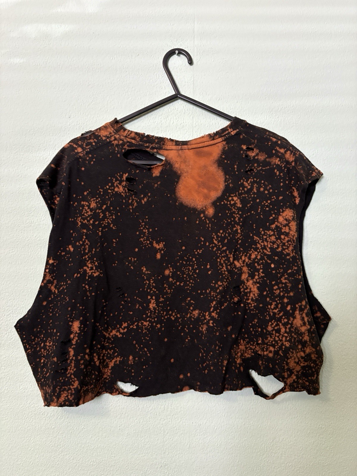 Vintage Motorcycle Bleached Distressed Cropped T-shirt Size Medium Grunge Boho