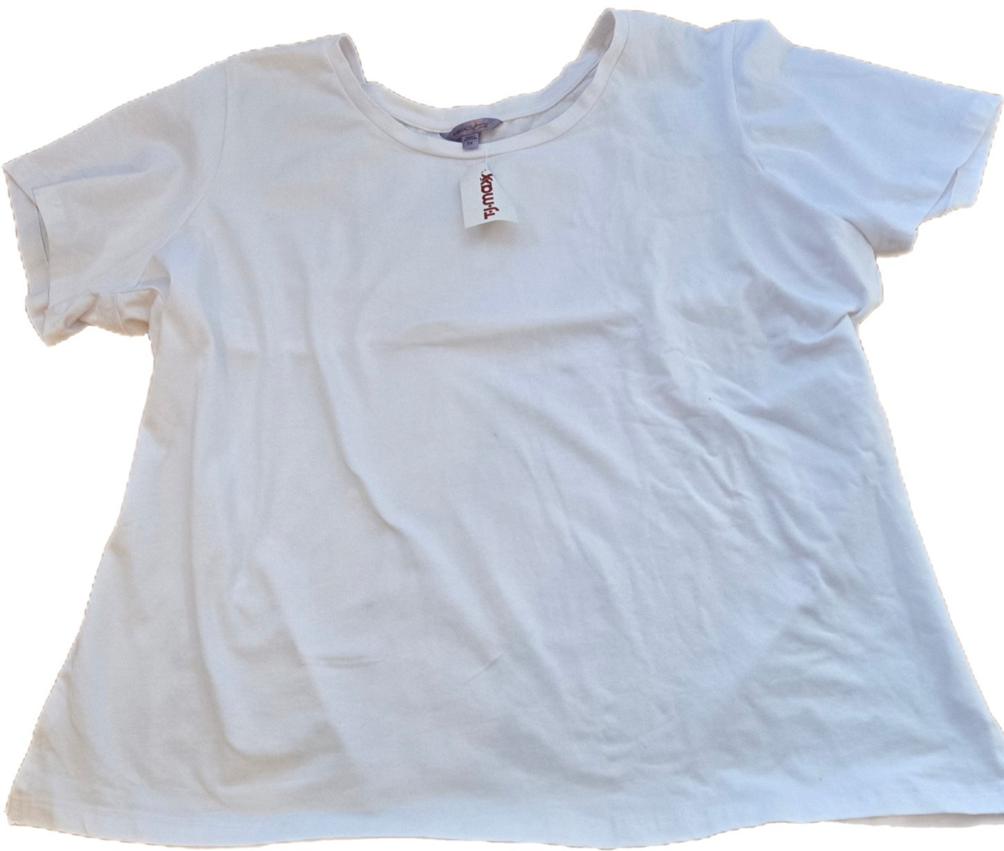 NWT FEMME by TRESICS Womens White T-Shirt Sz 3X Short Sleeves Cotton Spandex