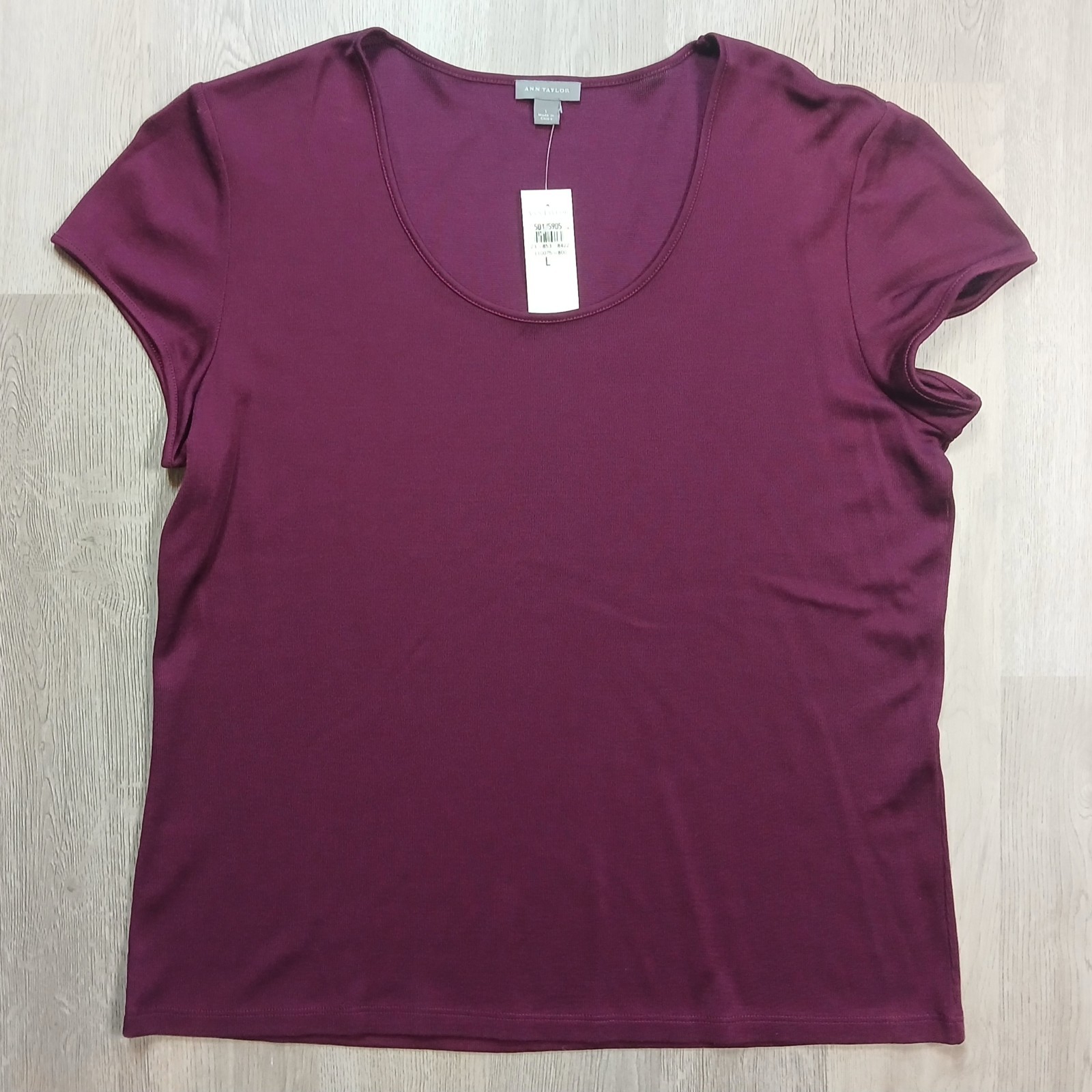Ann Taylor Womens Short Sleeve Maroon Burgandy Shirt Size Large
