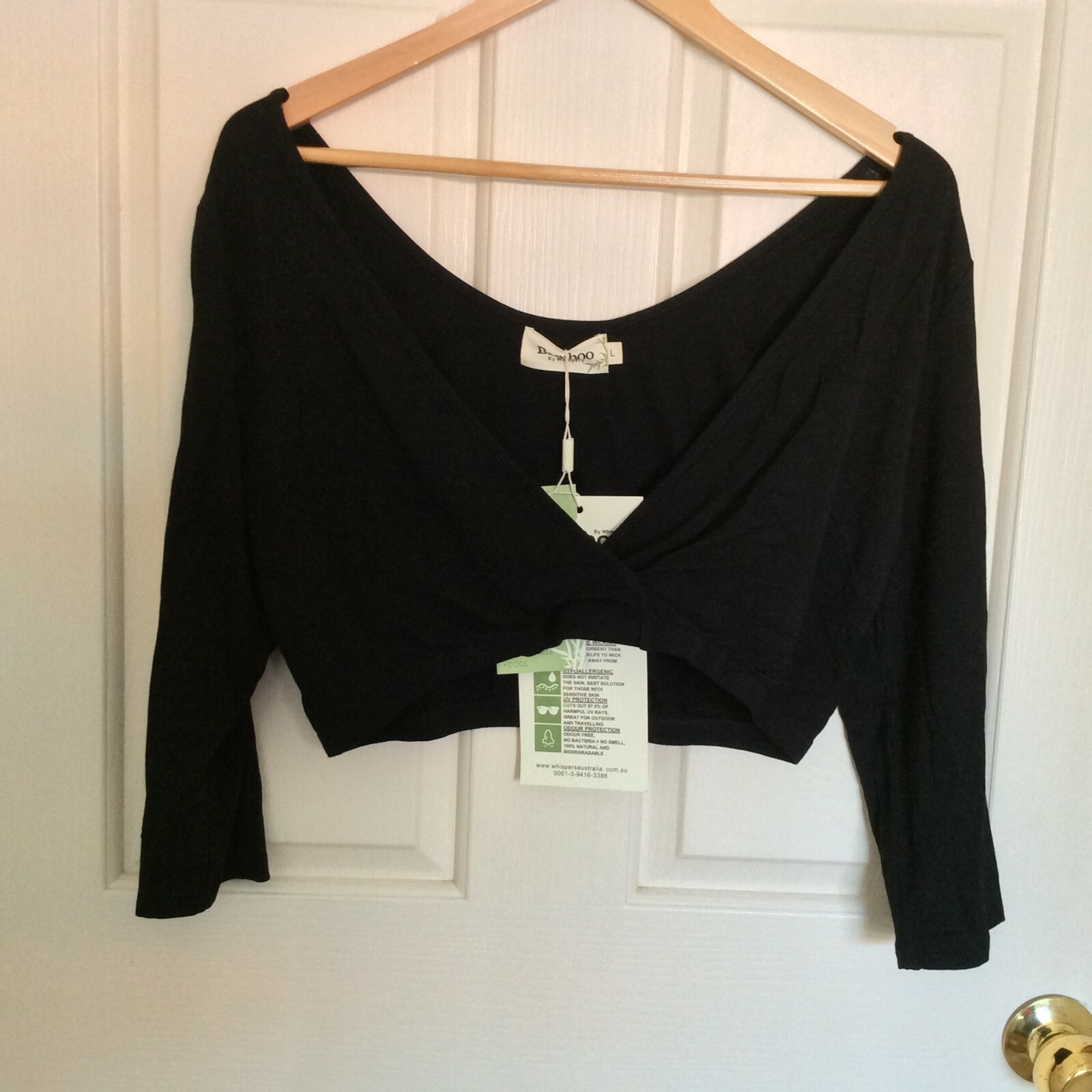 WHISPERS WOMEN 3/4 DESIGNER BAMBOO SECRET SLEEVE TOP SIZE S