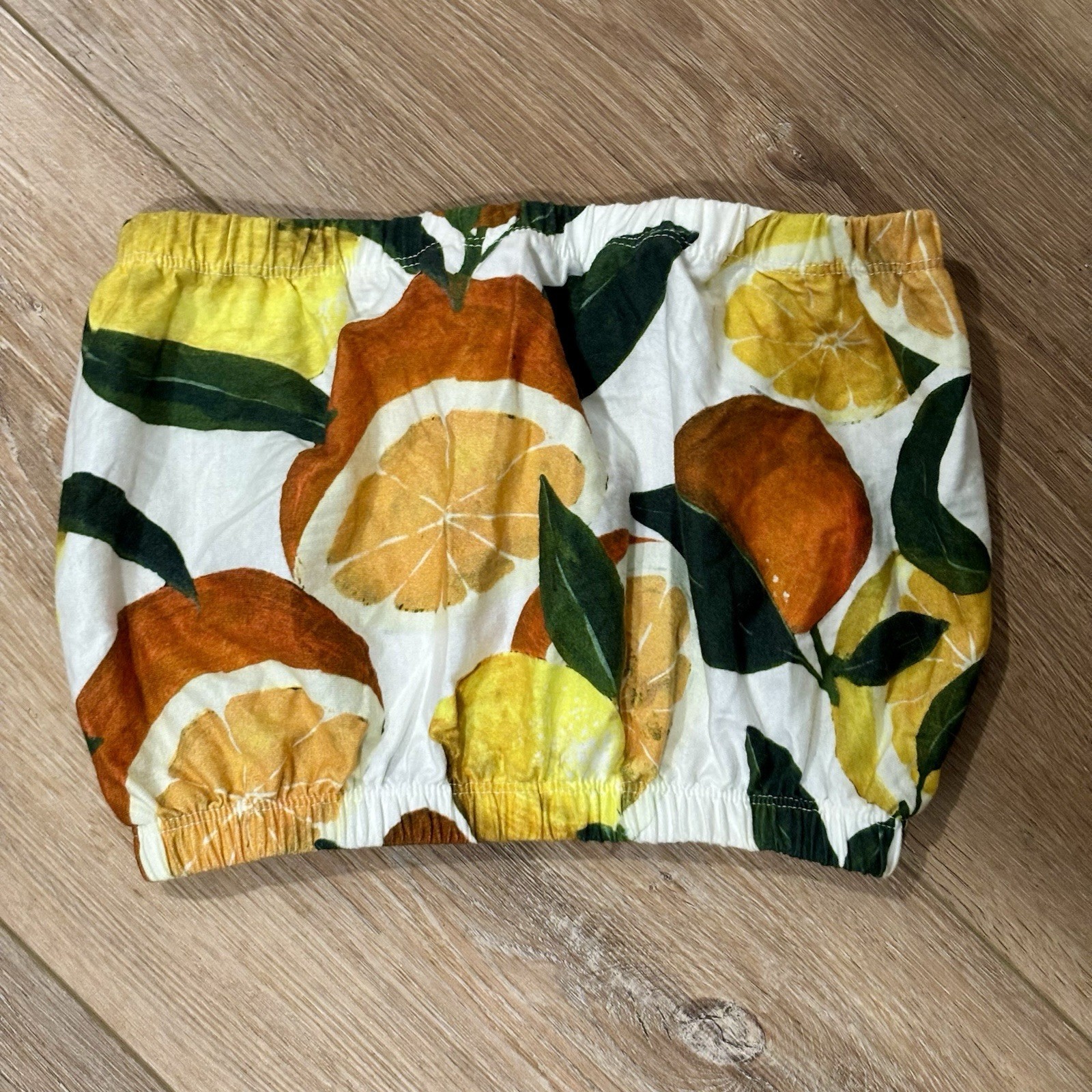 Topshop Citrus Fruit Bandeau Tube Top 100% Cotton US SIZE 4 Summer Beach Travel