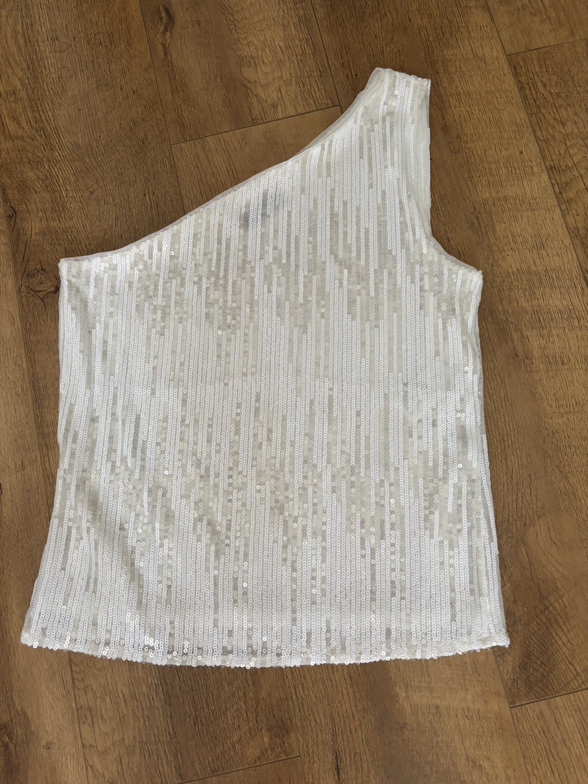 Ladies Mint Velvet One Shoulder Sleeveless Blouse Top. Size L. Sequinned.