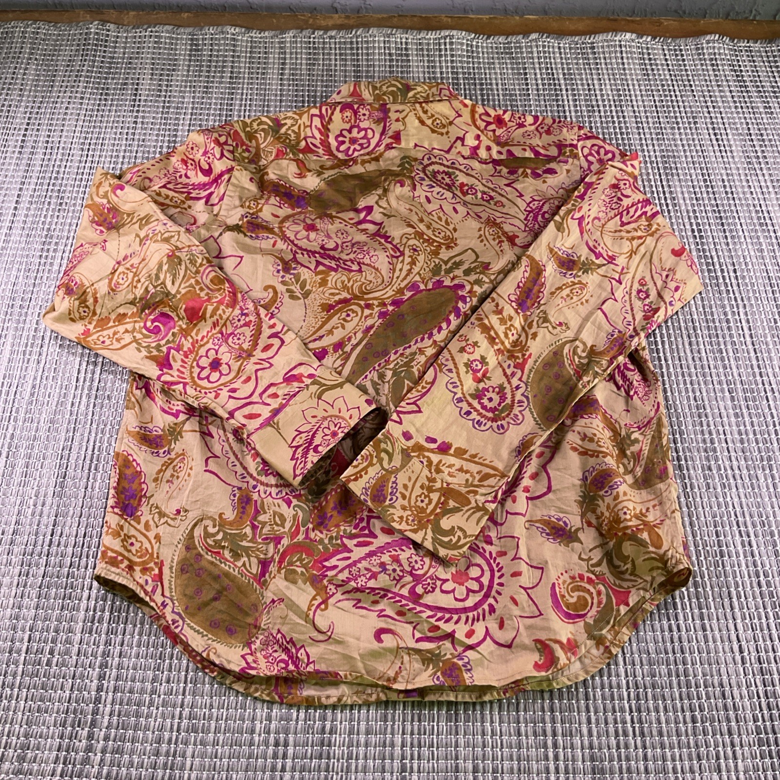 Lauren Ralph Lauren taupe paisley floral Medium blouse