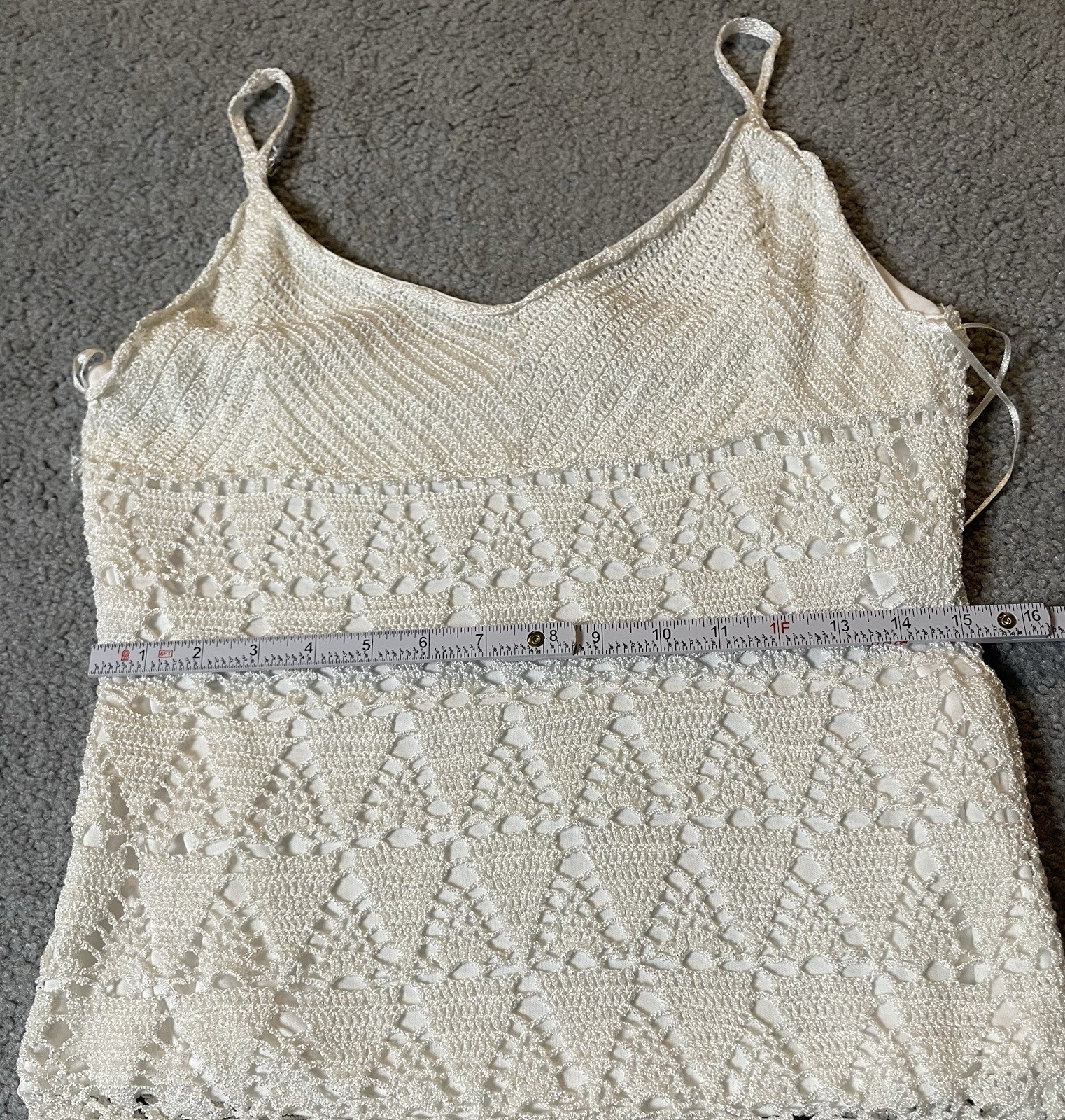 Pursuits Limited Crochet Tank Top Sz L White Open Knit Clubwear City Party