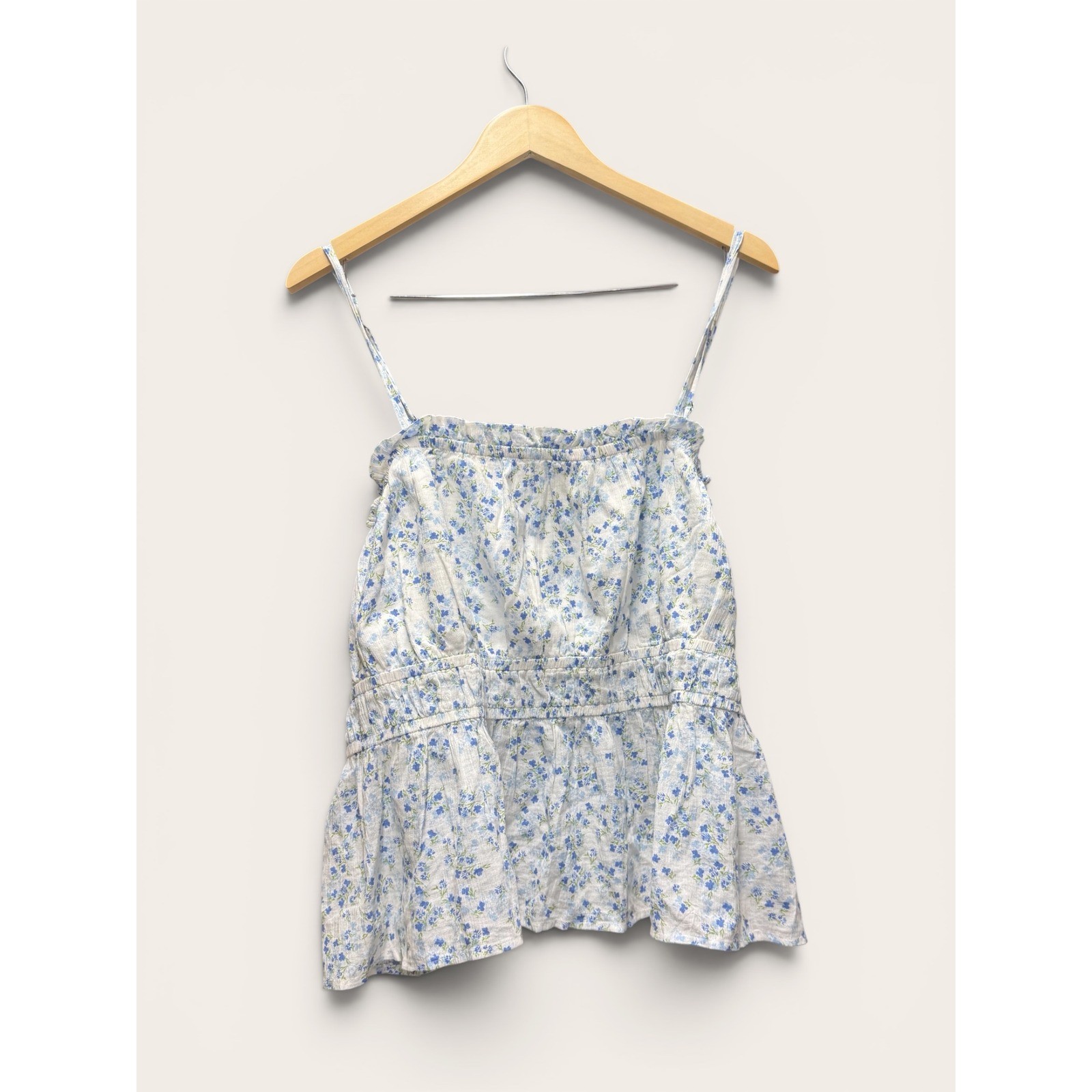 Time and Tru Womens XXXL Blue Floral Babydoll Tank Top NWT Peplum Camisole 22