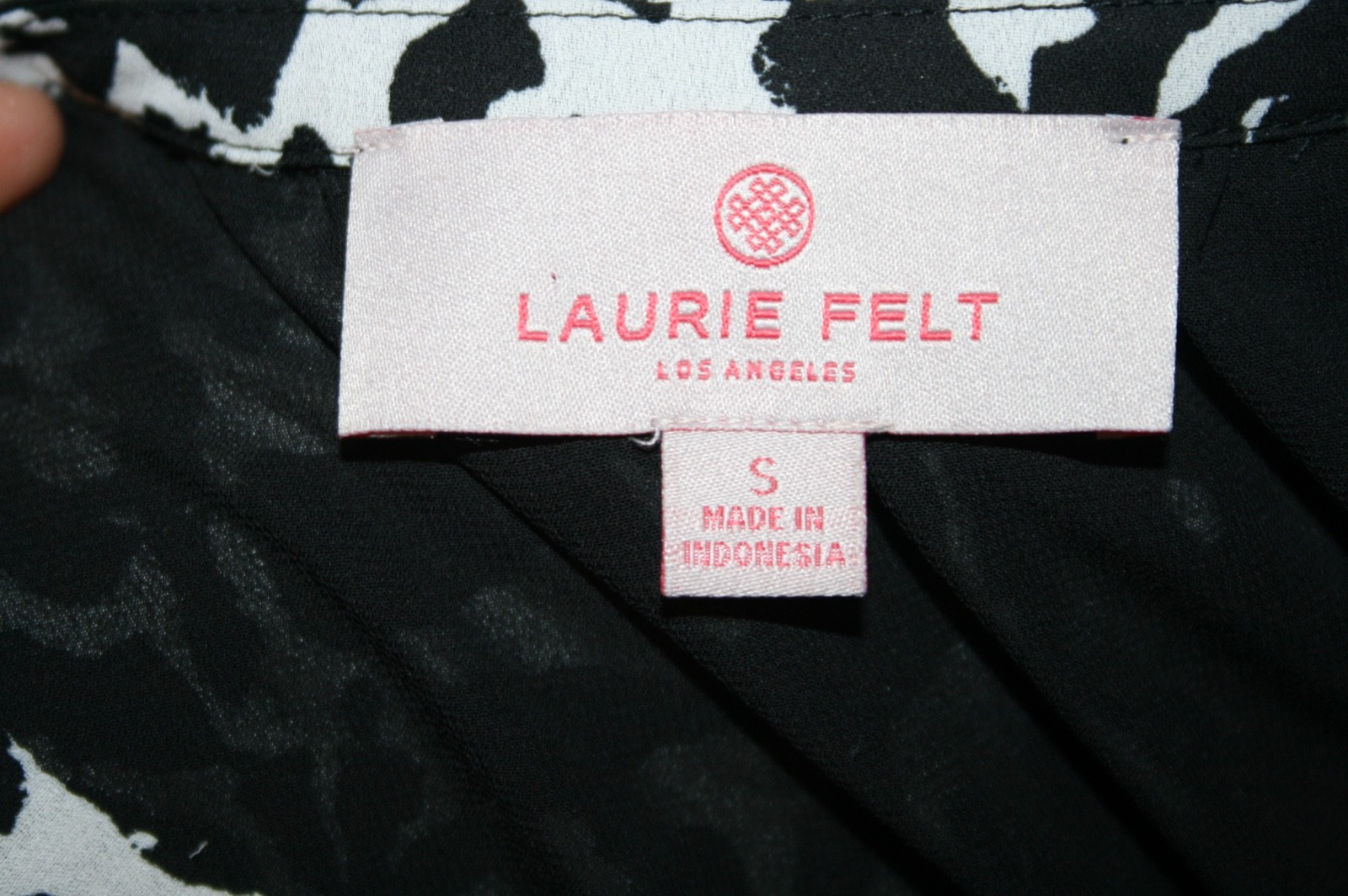 Laurie Felt Womens Black White Long Sleeve Partially Lined Blouse SZ S
