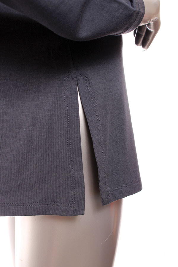 NEW Eileen Fisher Fine Jersey V Neck Easy Fit Thigh Length Boxy Top Steel Blue