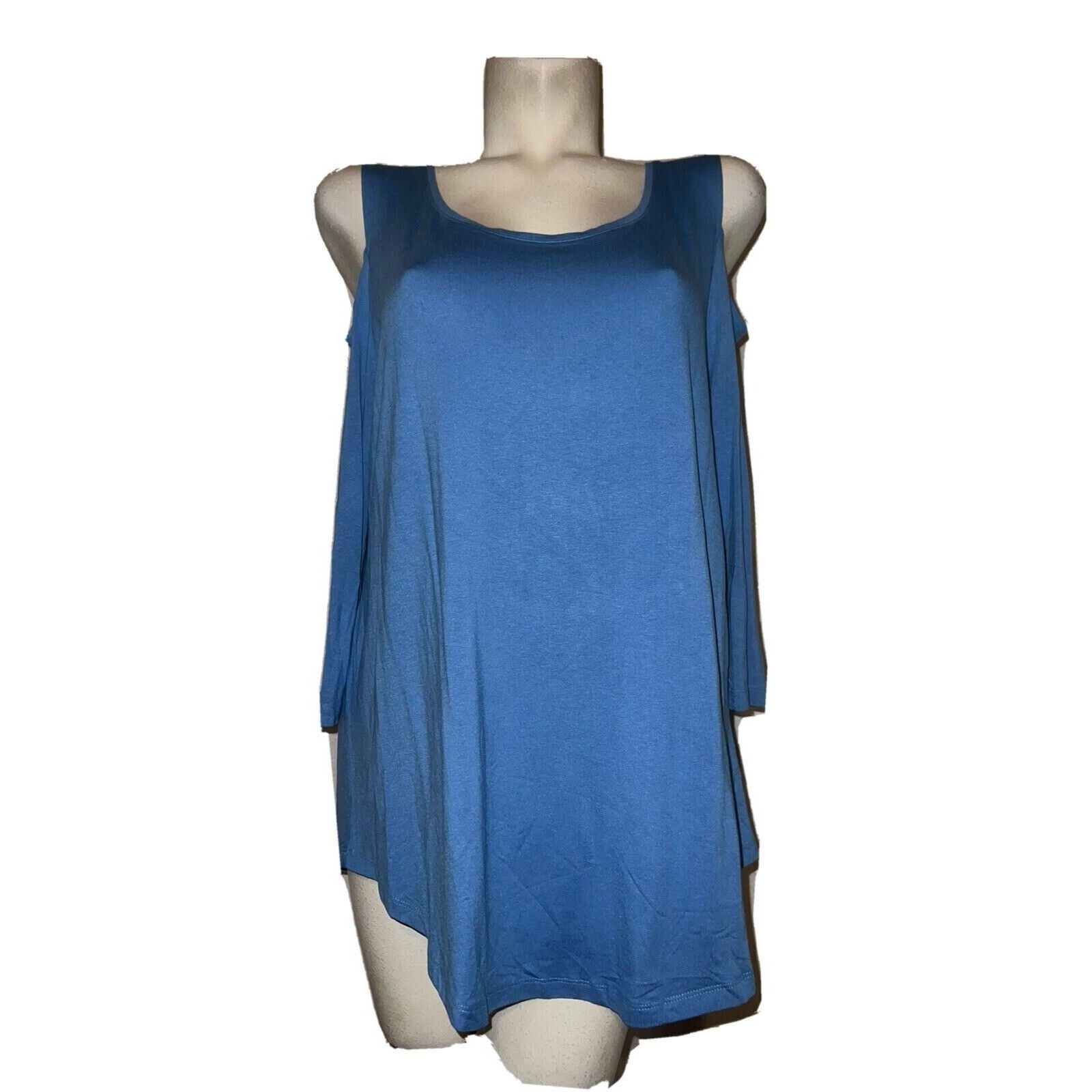 JM Collection Women’s Blue Cold Shoulder Tunic Top Size L