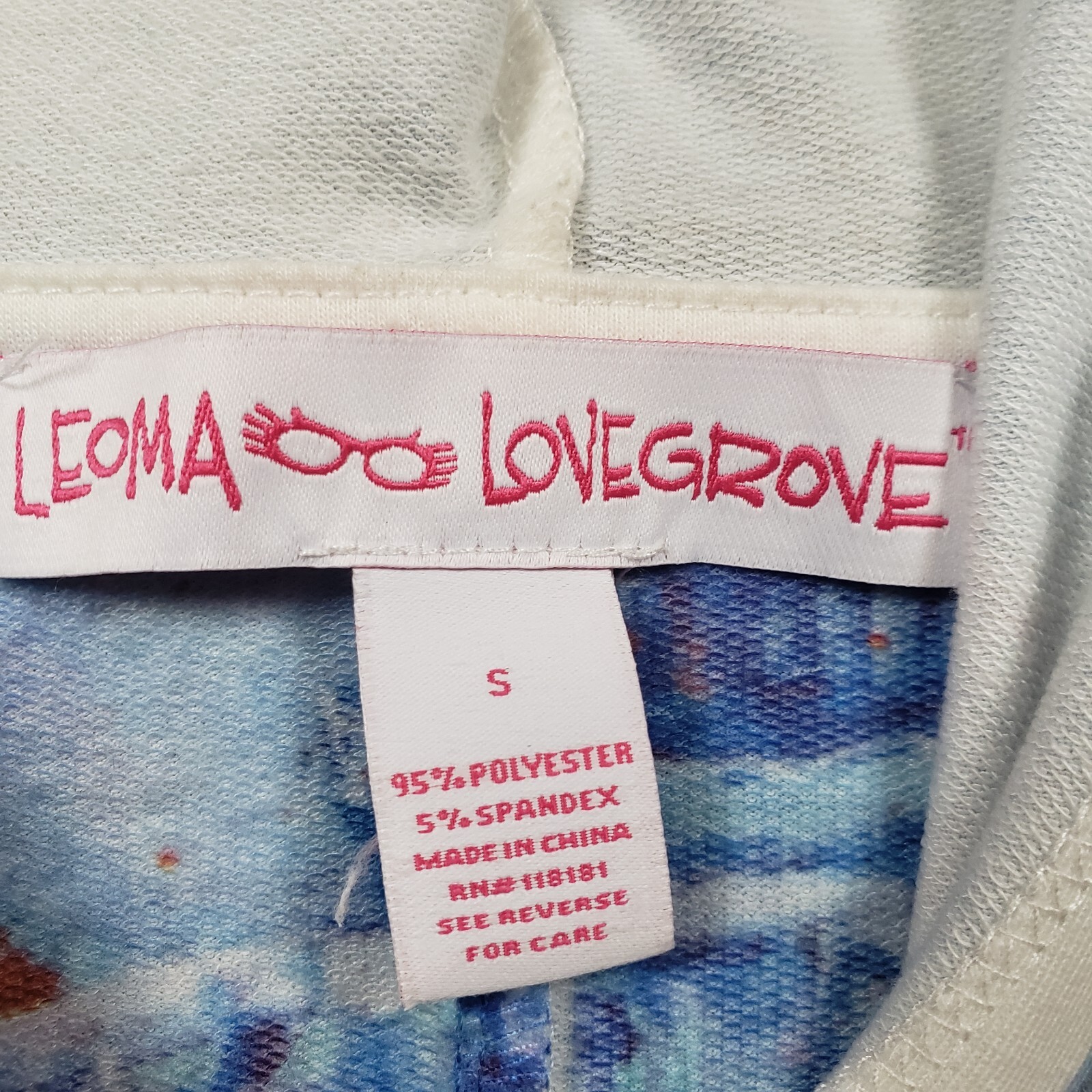 Leoma Lovegrove Hoodie Womens Small Art to wear Beach Cover up Colorful