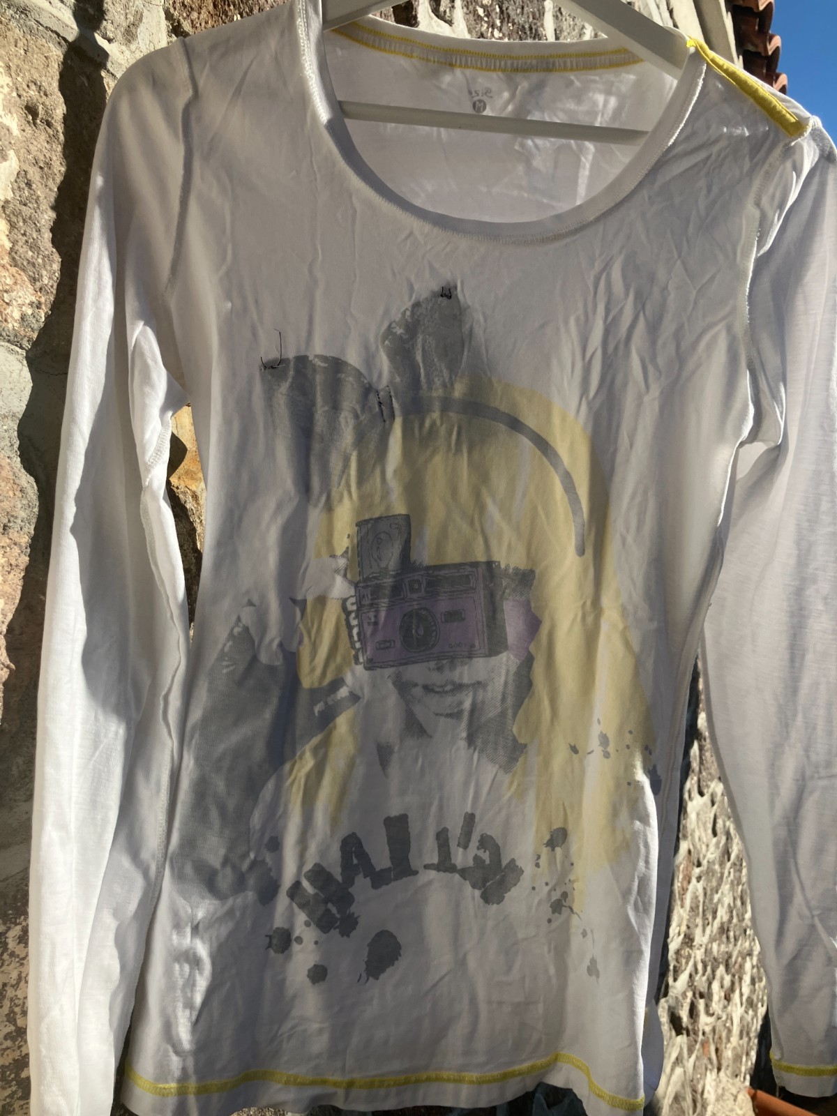 VTG Killah by Miss Sixty Graphic Long Sleeve Top Y2K Bow Camera Pop Art M