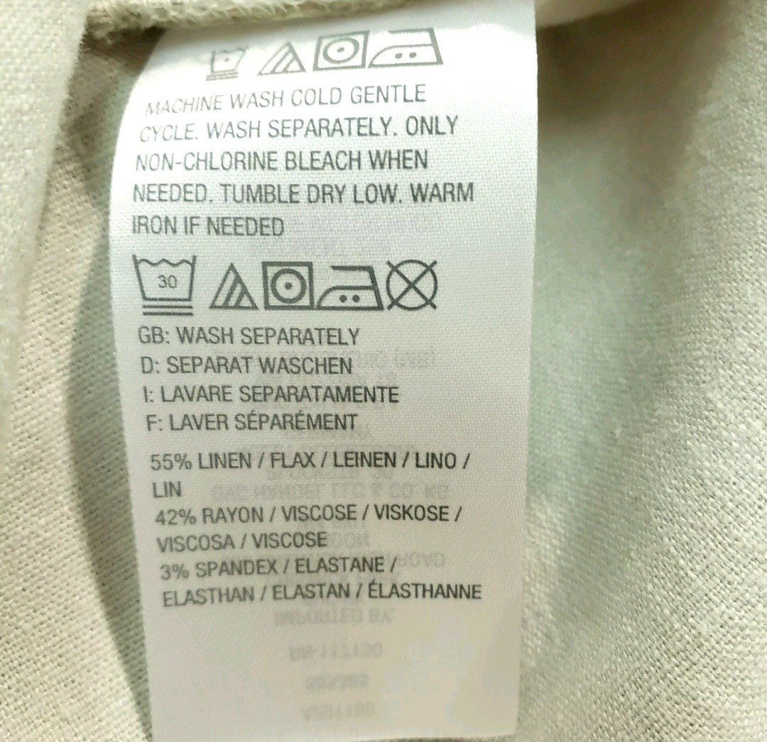 NEW – BELLE KIM GRAVEL Button-up Tunic Shirt 3/4 Sleeve Linen Rayon Oatmeal M/L