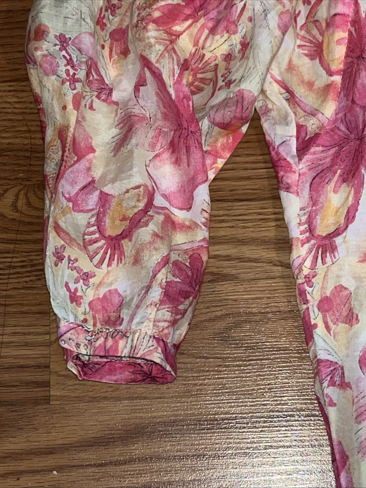 Enjoy Top Womens Size XL Floral Light Oversized Pink Yellow Abstract Summer