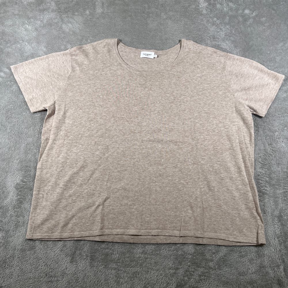 The Reset R Label T-Shirt Womens XL Beige Cotton Linen Blend Oversized Basic