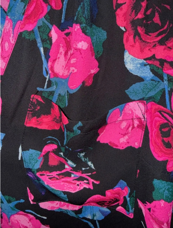 Torrid Harper Pullover Blouse Size 1 1X Pink Blue Rose Floral Long Sleeve George