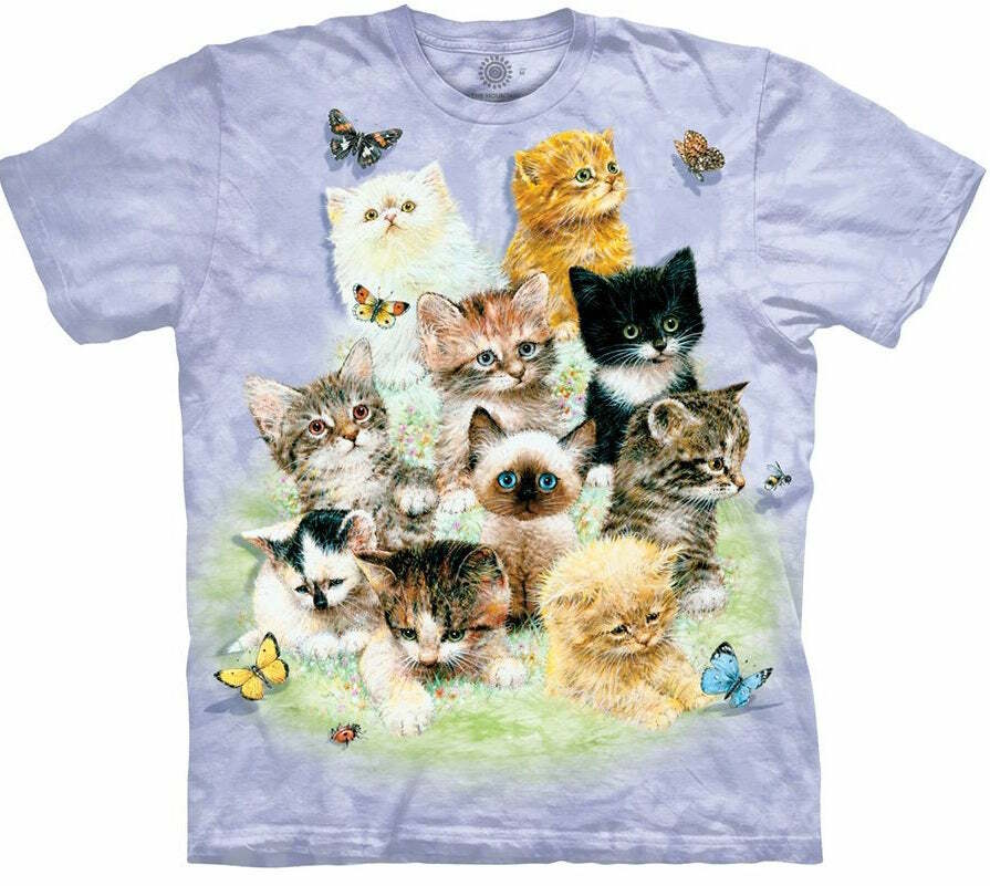 Cat 10 Ten Cats Kittens Purple Pet Animal Butterfly The Mountain T-Shirt M-4X