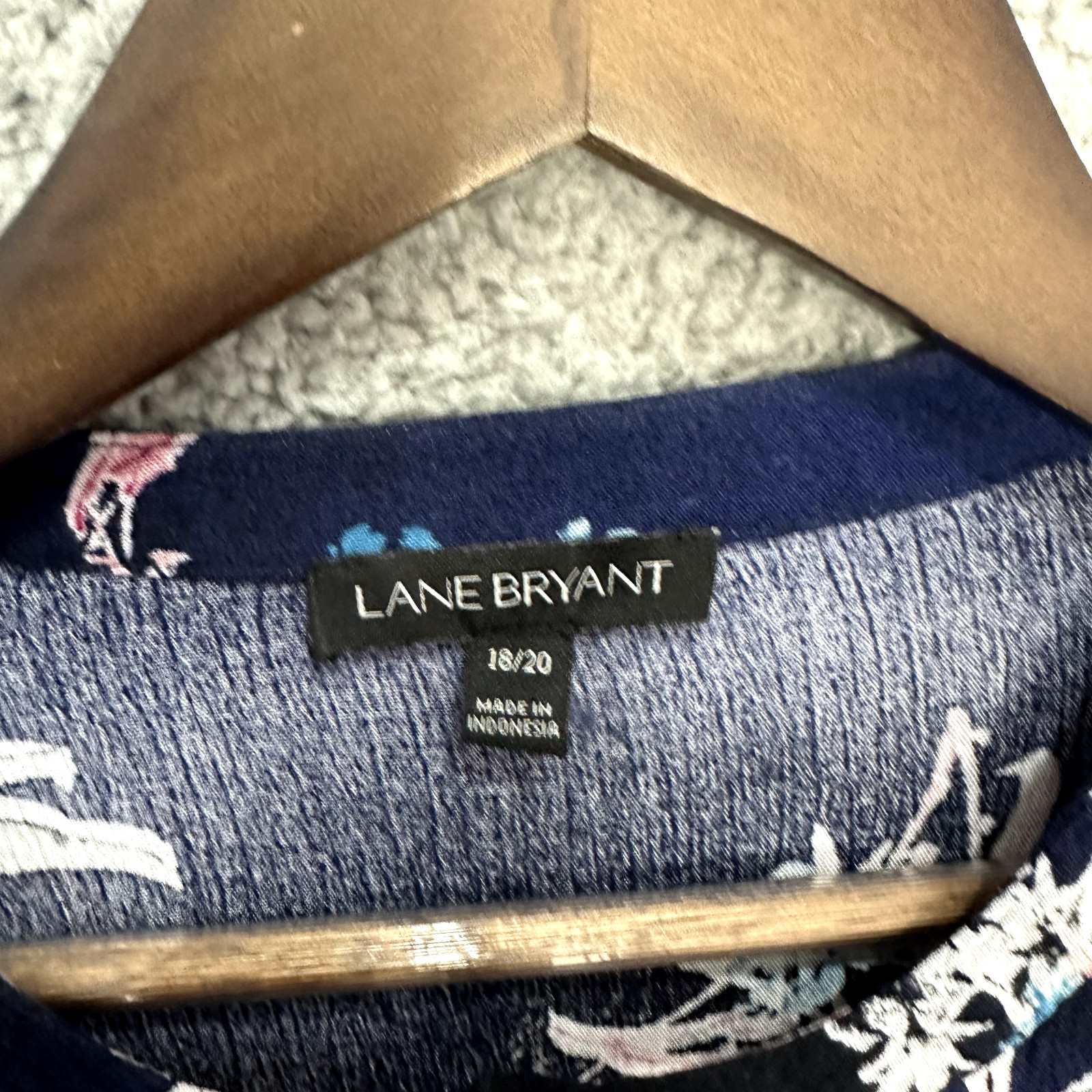 Lane Bryant Blue Floral Top Women 18 Oversized Whimsical Romantic Cottage Boho