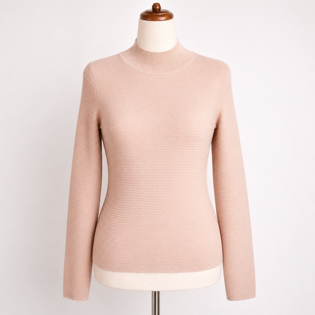 Revolve NEW 525 America Tan Ribbed Funnel Neck Stretch Knit Top SZ Medium
