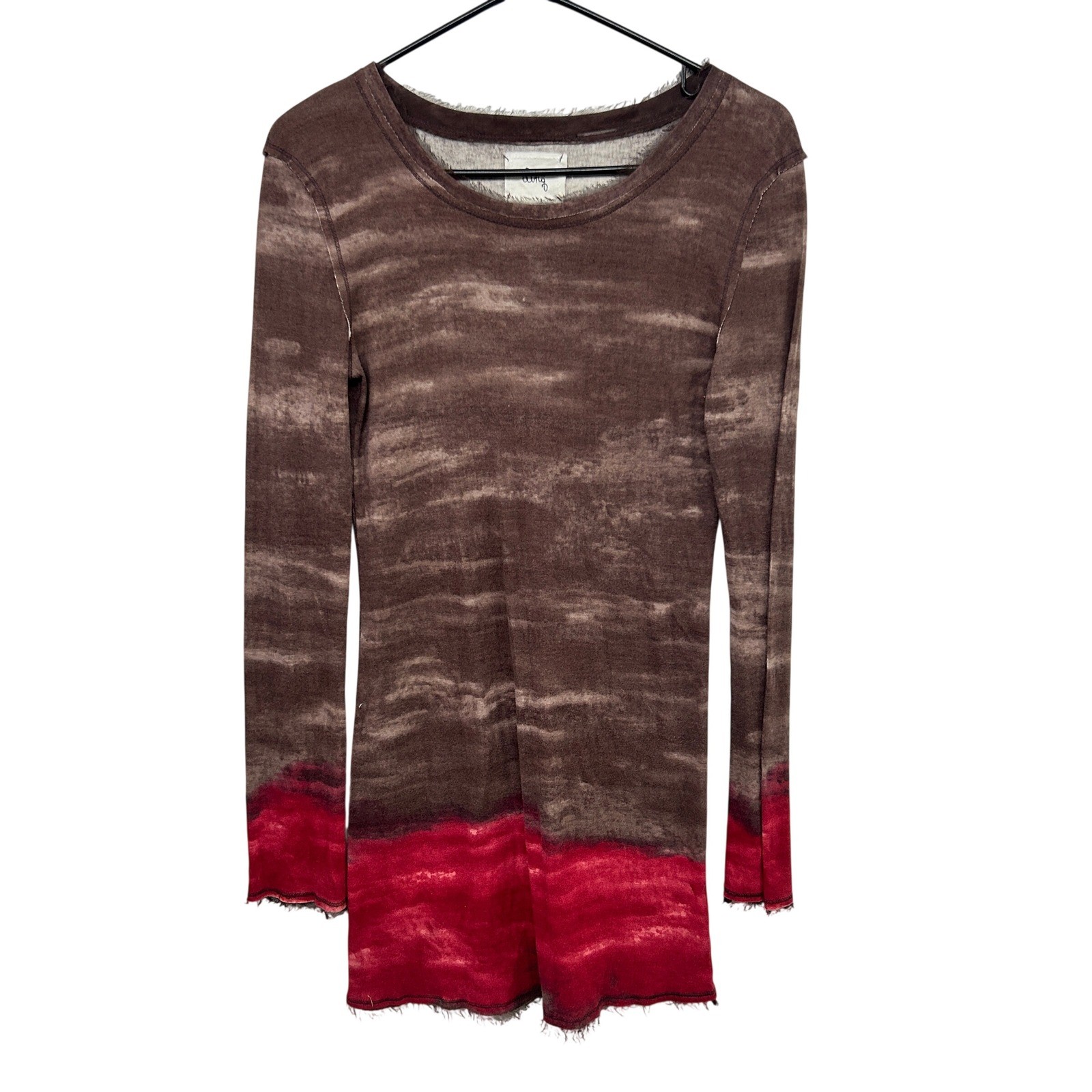 Fairy Grunge Raw Edge Tunic Top Brown Red Whimsigoth Indie Y2K Boho
