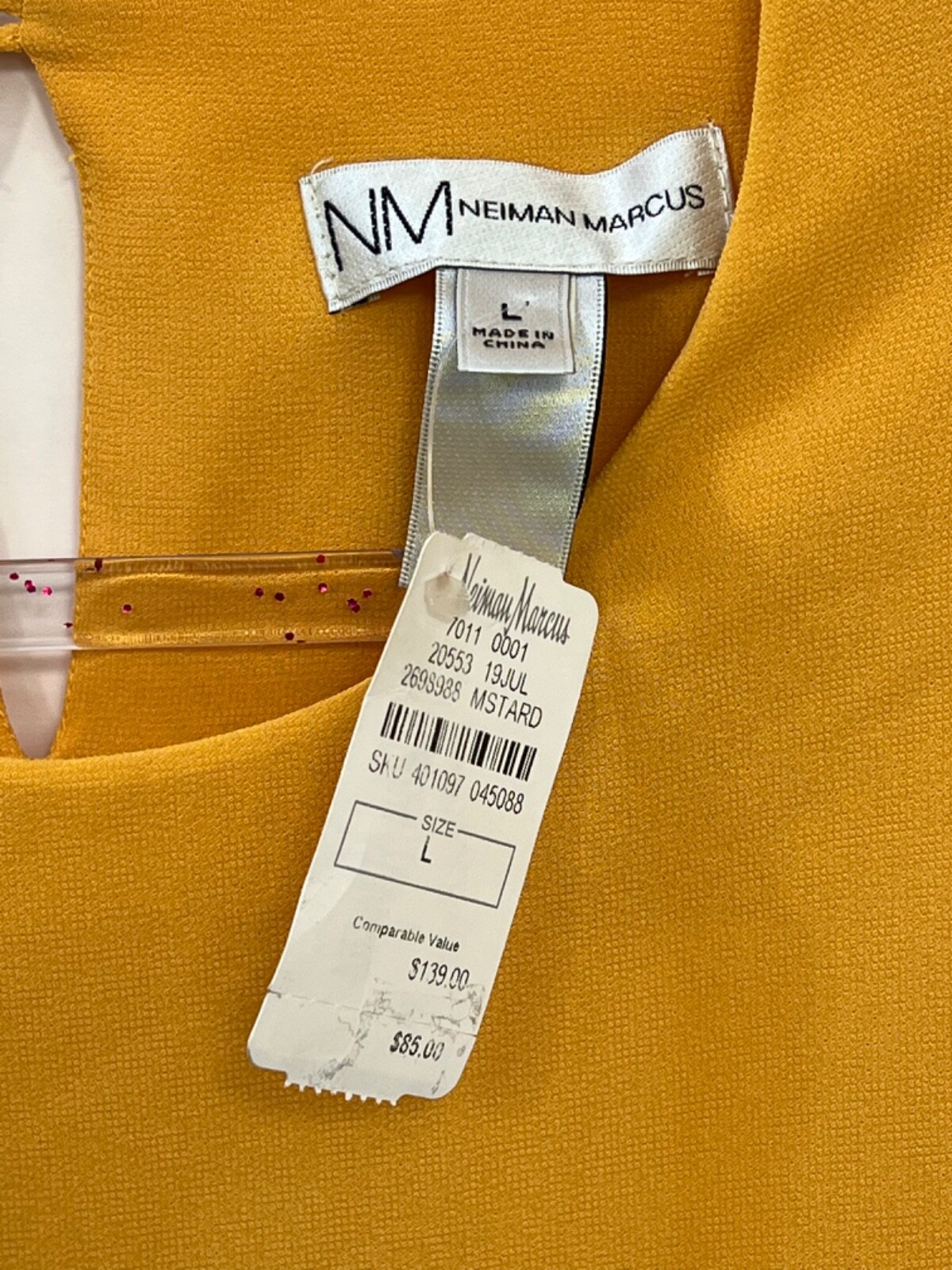 Neiman Marcus Beautiful Mustard Yellow Ruffled Blouse Womens Size L NWT Org $85