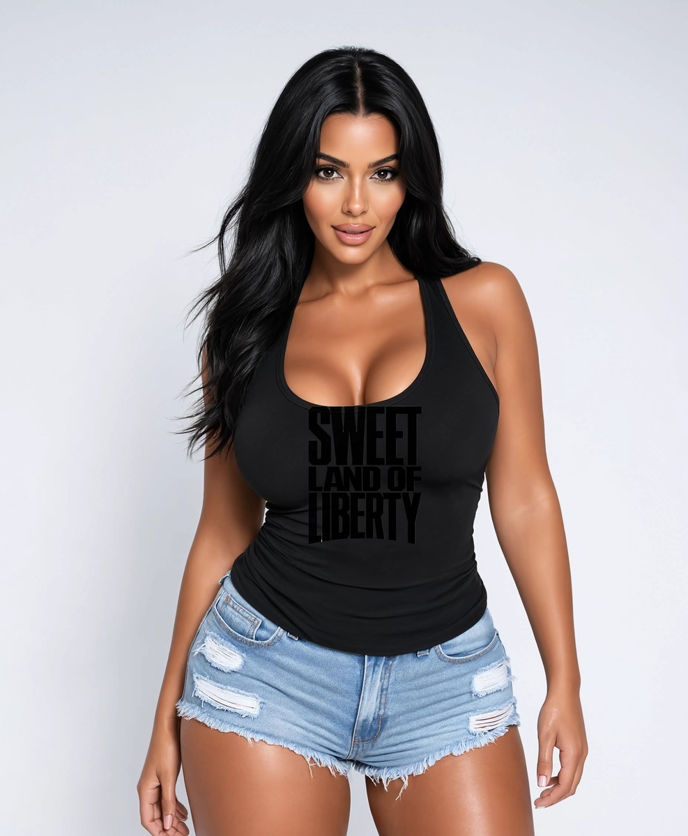Sweet Land of Liberty Womens Racerback Tank Patriotic USA Freedom Made in USA