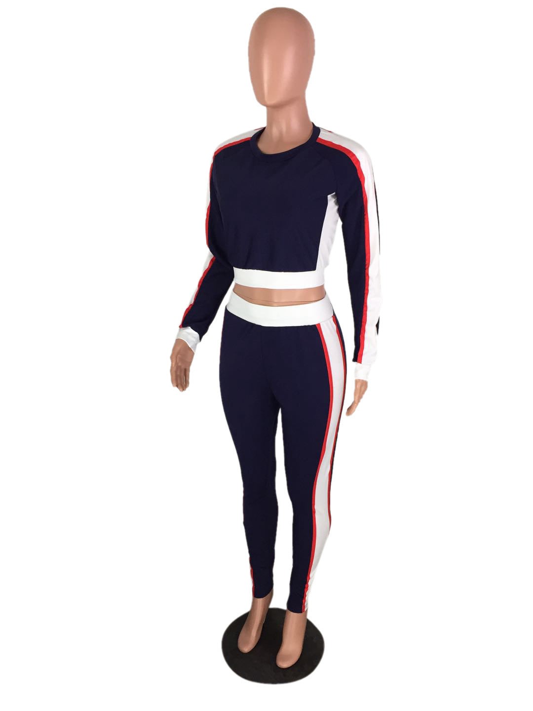 Fashion Casual Contrast Color Two-piece Set Autumn And Winter Sports Sweater Suit
