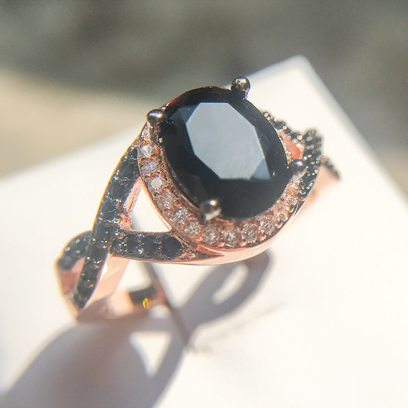 Zirconium Diamond Gold Plated Black Diamond Ring