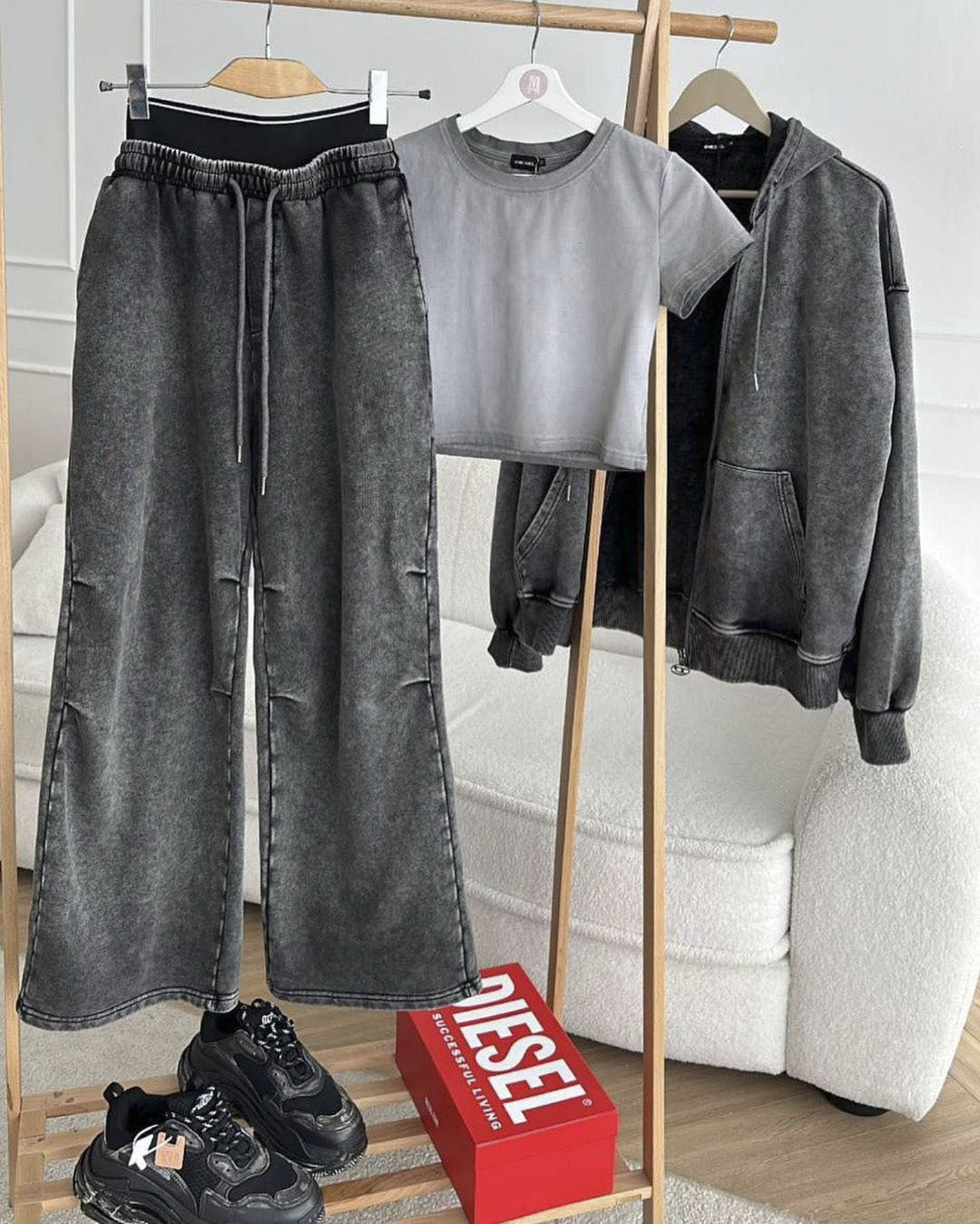 Women's Fashion Casual High Waist Loose Casual Pants Hooded Suits