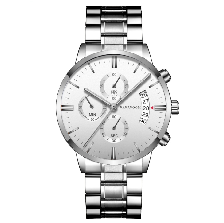 Men''s Stainless Steel Watches with Business Leisure Calendar Quartz Watches Waterproof Black Refined Steel Watches