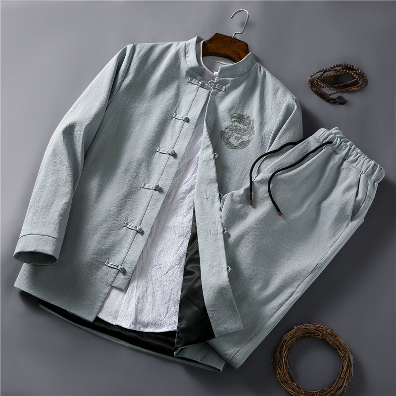Spring Chinese Style Retro Ethnic Style Suits Men's Suits Spring Stand-up Collar Chinese Tunic