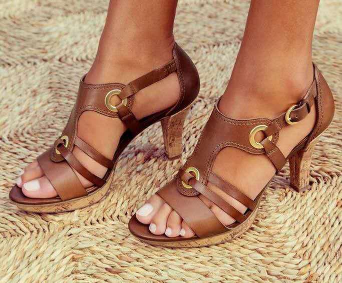 Sandals European And American Chunky Heels Sandals Fish Mouth Women's Shoes