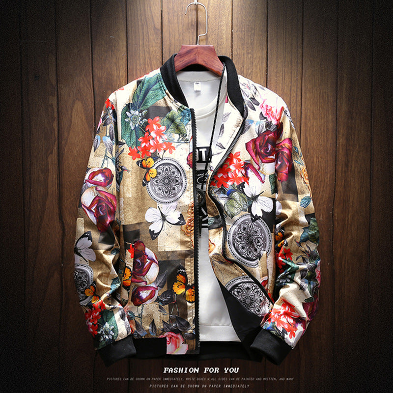 Chinese Style Linen Retro Men'S Tide Brand Printed Jacket