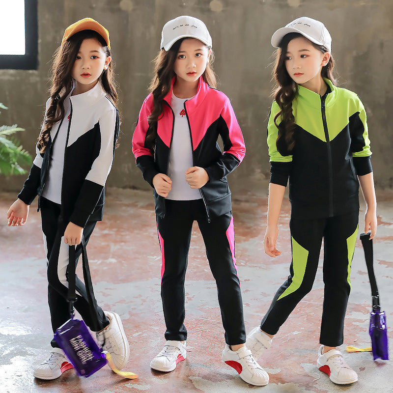 Girls' Autumn Clothing New Fashion Suits, Big Girls, Children's Sports, Western Style, Spring And Autumn Two-Piece Suits