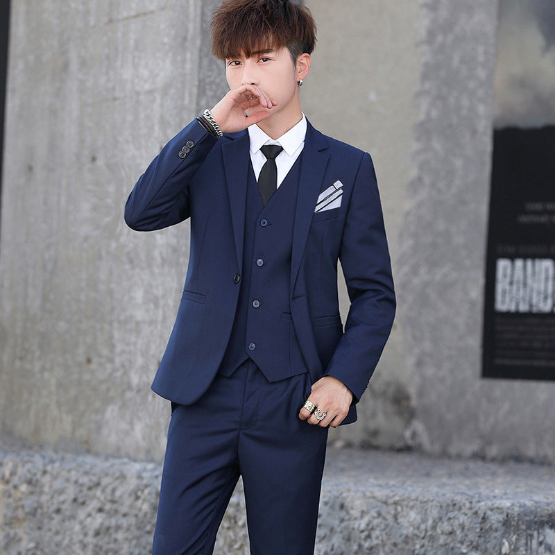 Men'S Three-Piece Korean Style Self-Cultivation Groomsmen Suits Men'S Suits