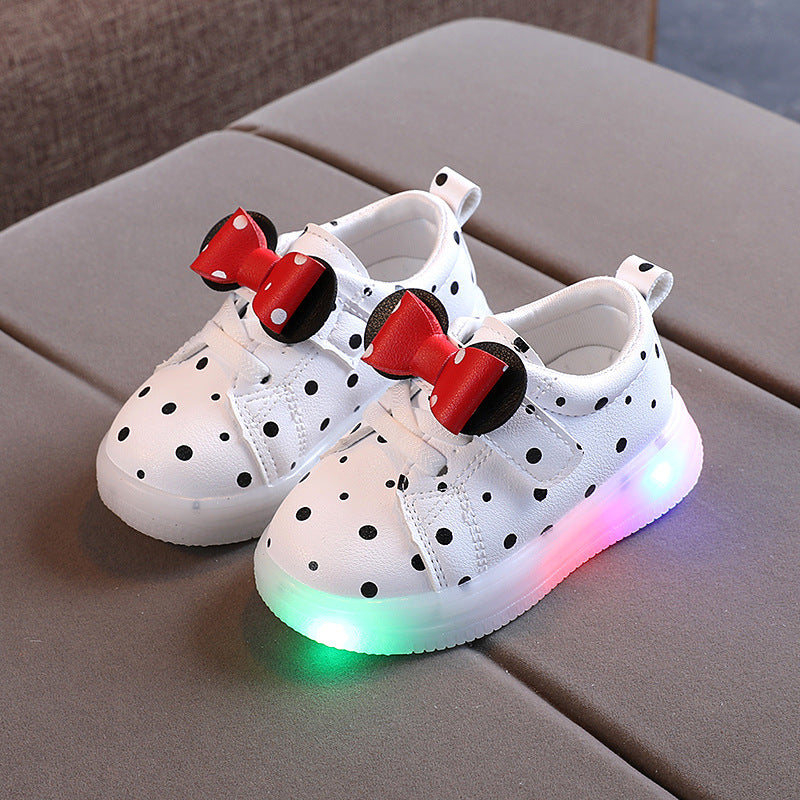 Light-up Shoes Girls Bowknot LED Light-up Shoes Breathable Baby Girls Shoes