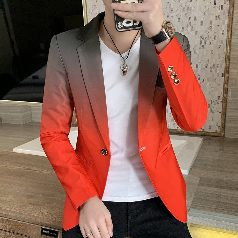 Blazer Men New Male Gradient Suit Jacket Masculino Korean Style Slim Fit Casual Men Fashion 8 to 15 day delivery on Trend Dress Jacket 8 to 15 day delivery time