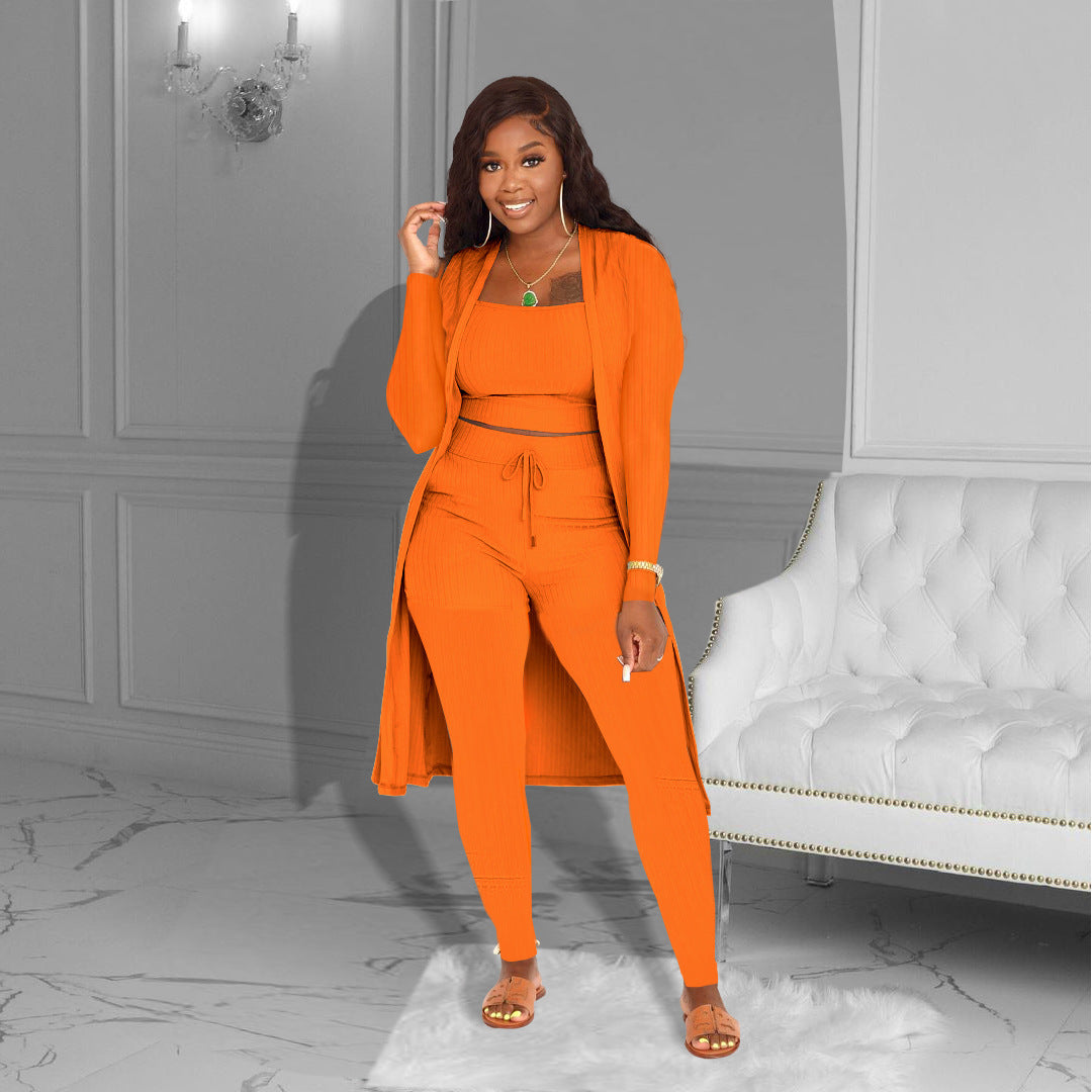 Women's Fashion Solid Color Three-piece Suit