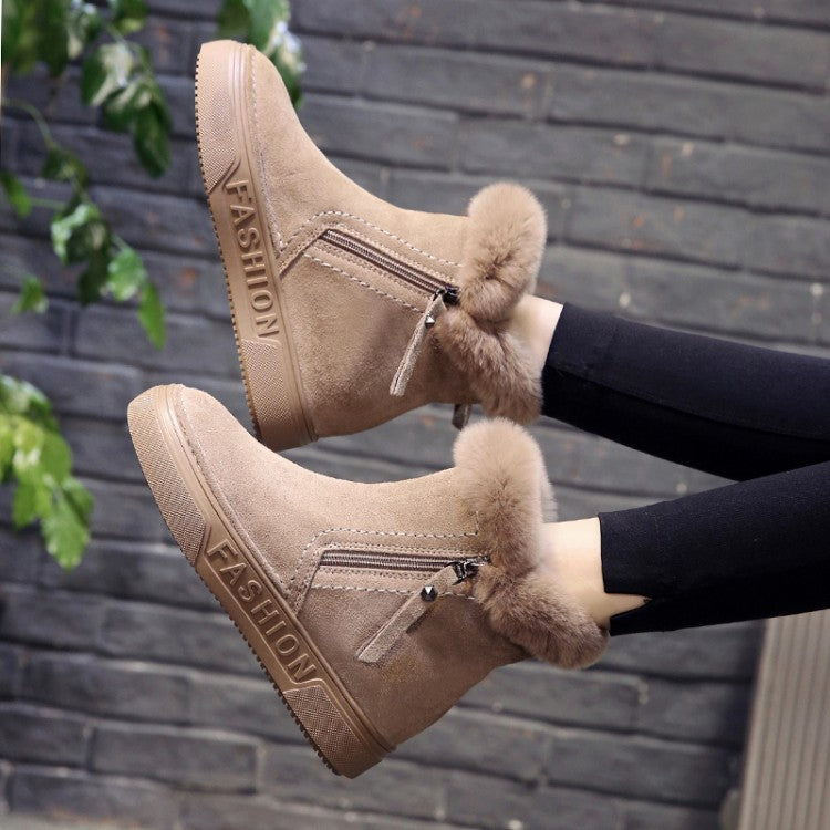 Winter Boots Warm Suede Leather Boots Women Shoes Wedges Non-slip Women Boots