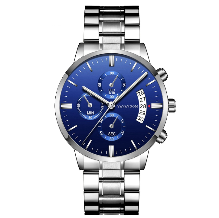 Men''s Stainless Steel Watches with Business Leisure Calendar Quartz Watches Waterproof Black Refined Steel Watches