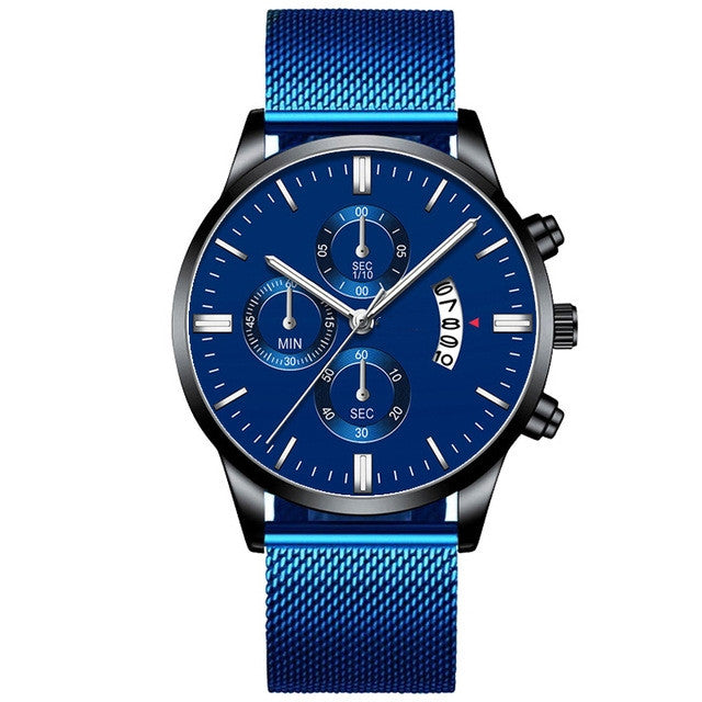 Mens Business Luxury Watches For Men Mesh Band Quartz Watch