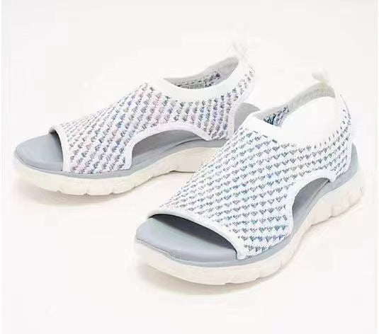 Peep-toe Sandals For Sports Summer Heart-shaped Print Mesh Shoes Women