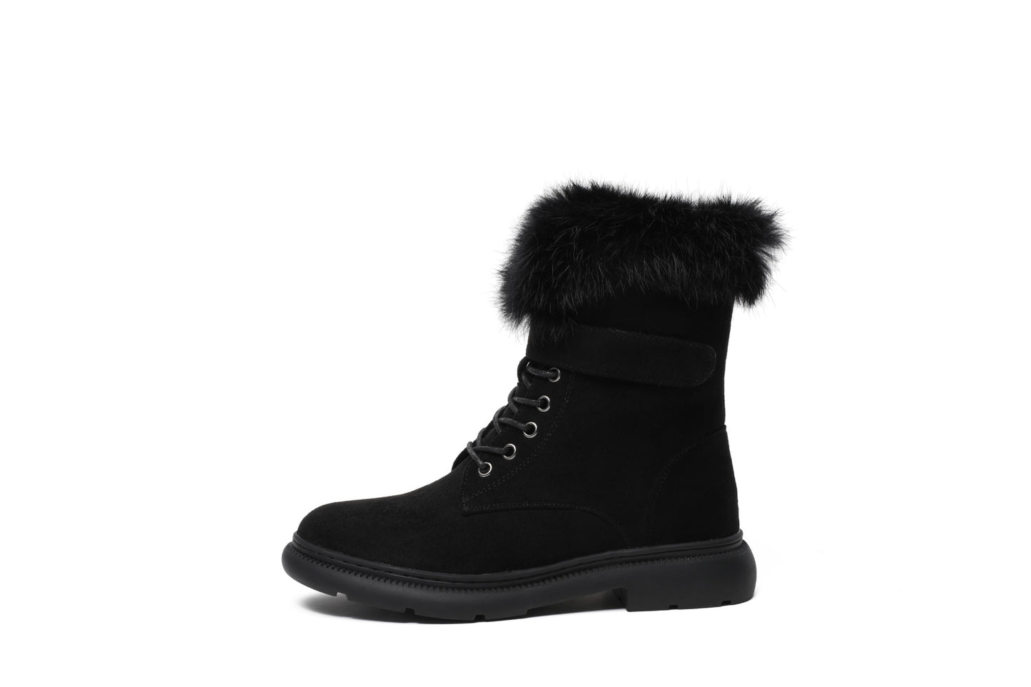 020 Winter British Snow Boots Women Plus Velvet Thick Rabbit Fur