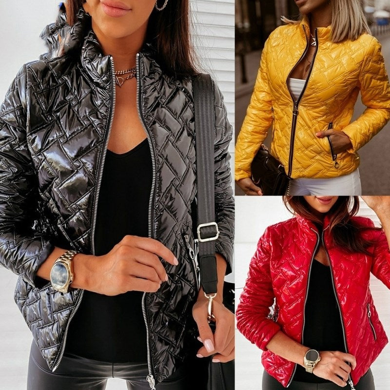 Women Slim Short Jacket Winter Coat Zipper Clothes Plus Size