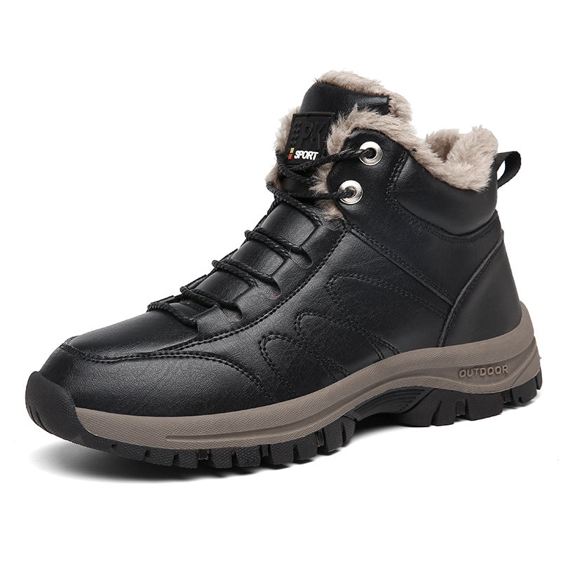 Winter Boots For Men Warm Leather Shoes With Plush