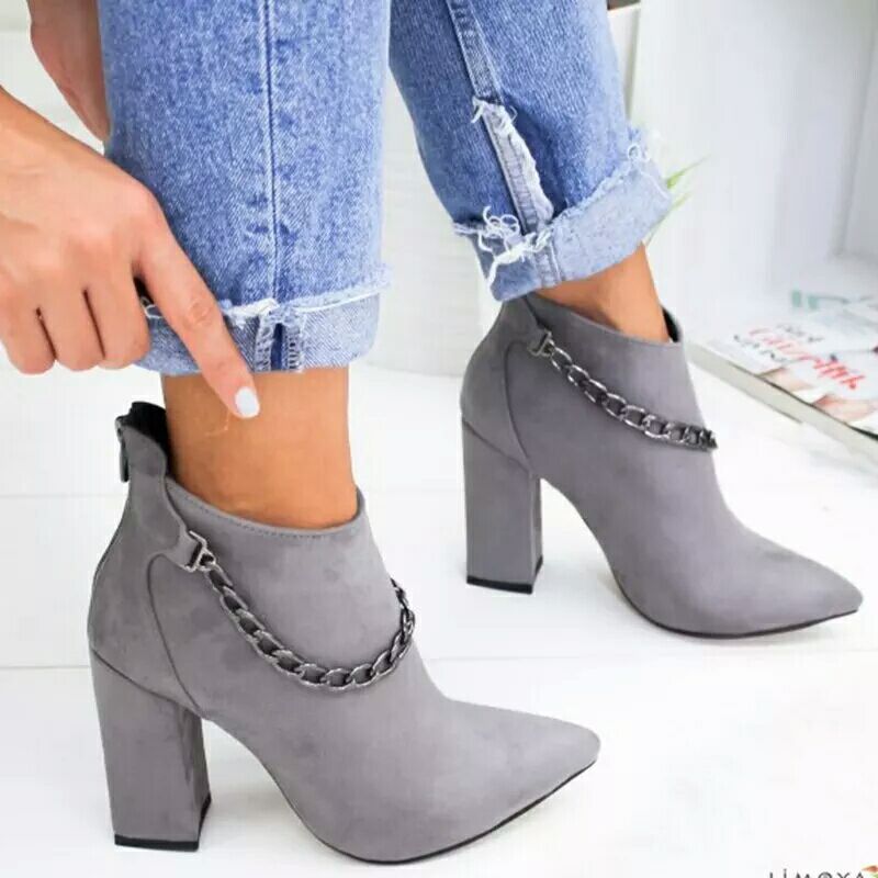 Pointed high heel short boots women autumn and winter